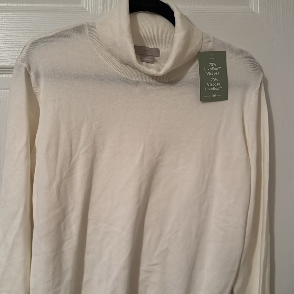 H&M Fine-knit Turtleneck Sweater Size L Color White - Picture 4 of 8